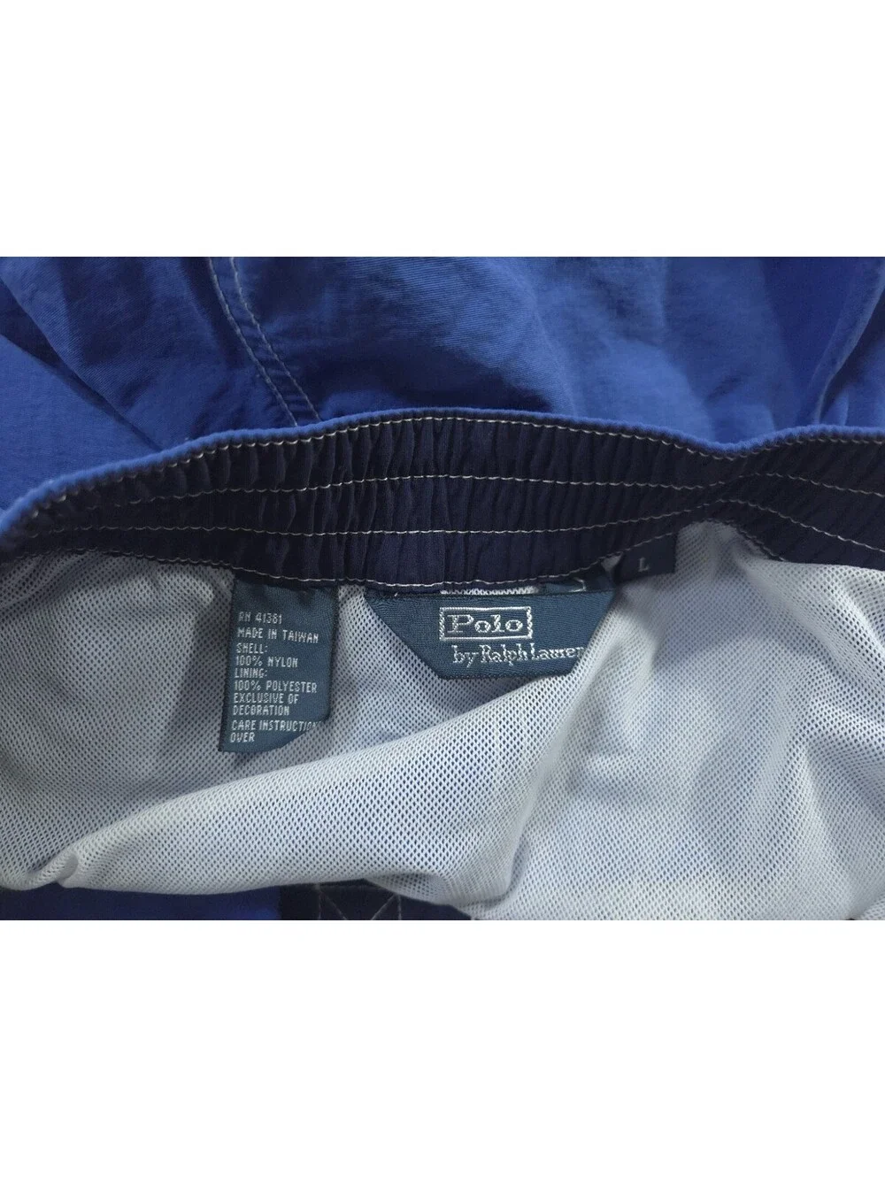 Polo Ralph Lauren Swim Trunks Mens Large Blue Cargo Mesh Lined Shorts Vintage